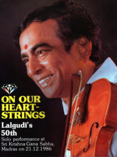 On our heart-strings - Lalgudi's 50th Solo performance at Sri Krishna Gana Sabha, Madras on 21.12.1986 (title page), © Gnadonaya Press Madras, 1986 - (53K)