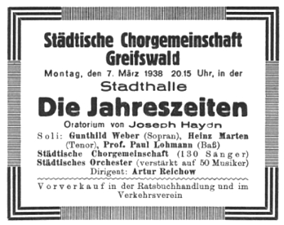 Artur Reichow dirigiert Die Jahreszeiten, Greifswald 1938